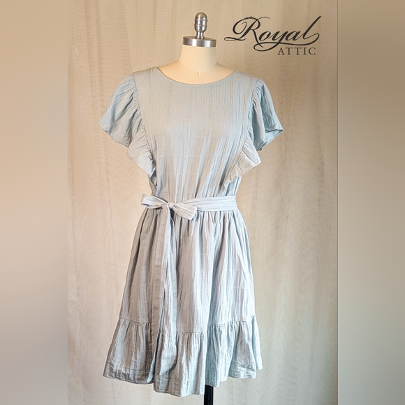 H&M Soft Blue Midi Dress with Ruffles - Picture 6 of 6